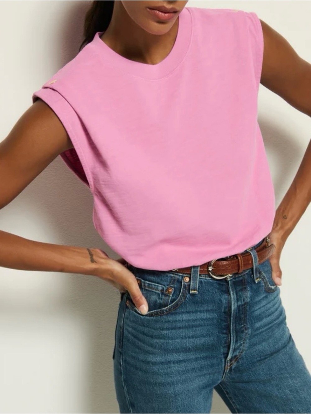 Nation Los Angeles Marina Slouchy Preppy Luxury Coastal Resort Muscle Tee XS
